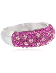 Sterling Silver Fuchsia Crystal and Light Rose Crystal Cluster Ring