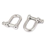 uxcell ワイヤロープボーシャックル　ファスナー　シルバートーン　316ステンレス製 2個入
