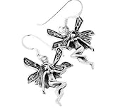 Detailed Sterling Silver Fairy or Faery Princess Pixie Hook Earrings