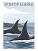 Orca Whales #1, Gulf of Alaska Art Giclee Poster Print by Lantern Press, 12x16