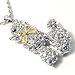 poodle3 - Large Crystal Poodle with Gold Bow Pendant Necklace