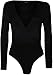 WearAll Plus Size Women's Wrap V Neck Long Sleeve Bodysuit Top