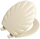 Mayfair 22EC 006 Designer Series Shell Wood Toilet Seat with Easy-Clean Hinges, Round, Bone