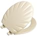 Mayfair 22EC 006 Designer Series Shell Wood Toilet Seat with Easy-Clean Hinges, Round, Bone