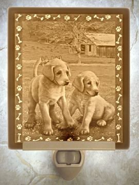 Puppies Lithophane Porcelain Flat Nightlight
