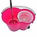 Woodsam (TM) Magic Spin Mop Microfiber Spining with Bucket 2 Heads 360° Rotating Floor Mop Easy (Pink)