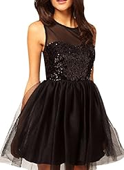 Sexy Bubble Dress Polyester/Spandex/Tulle Sweetheart Sequined Sheer Short Sleeveless  Dress