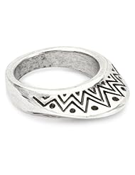 House of Harlow 1960 Sterling Silver-Plated Etched Mohawk Ring