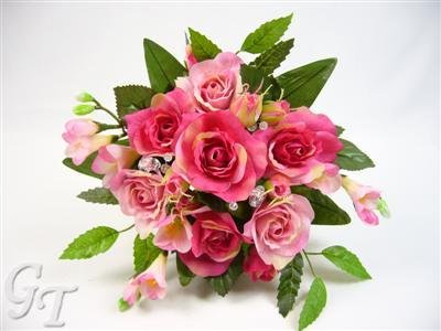 Artificial Silk Flower Rose w/ Buds Freesia Diamante Posy/Bouquet from GT Decorations