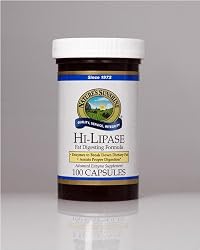 Nature,s Sunshine Hi-lipase Advanced Enzyme Supplement Support Digestive System 120 Lu 100 Capsules