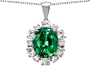 6.55 cttw 925 Created Oval Emerald Pendant in 925 Sterling Silver