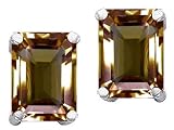 Original Star K(tm) Emerald Cut 8x6mm Genuine Smoky Quartz Earrings in .925 Sterling Silver