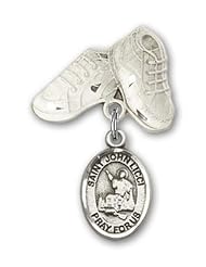 Sterling Silver Baby Badge with St. John Licci Charm and Baby Boots Pin