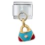 Rhinestone Purse Blue Italian Charms