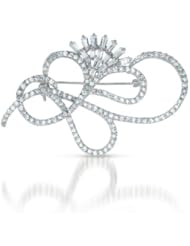 Cubic Zirconia and Sterling Silver Baguette Swirl Pin