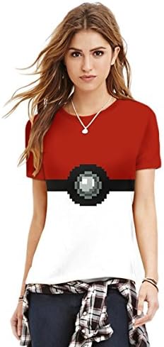 KTMod Womens 3D Printed Crewneck Short Sleeve T-Shirt Tops Pokemon L