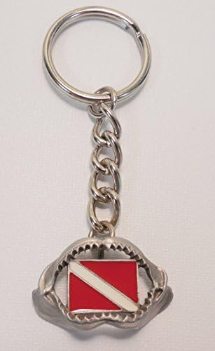 Jaws Dive Flag Keychain Pewter