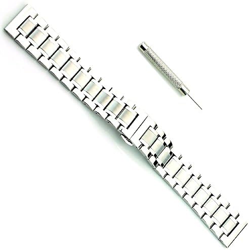 20mm Stainless Steel Bracelet Watch Band Strap Straight End Solid Links Color Silver