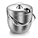 Ice Bucket,Insulated Stainless Steel Double Walled Ice Bucket with Lid,Stainless Steel Ice Tongs -2.8L-Silver