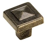 Amerock Forgings Pyramid 1-1/8-Inch Square Knob, Rustic Brass #BP4429-R3