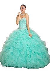Floor Length Lace-Up Ruched  Sweetheart  Organza Short Sleeves  Ball Gown Prom Dress/Quinceanera Dress  With Ruffles
