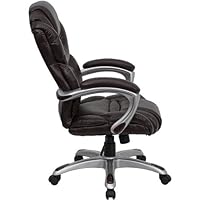 Flash Furniture Brown Leather Executive Office Chair with Leather Padded Loop Arms