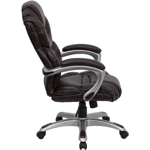 Flash Furniture Brown Leather Executive Office Chair with Leather Padded Loop Arms