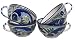 Soup Mugs - Le Souk Ceramique 5-Inch Latte/Soup Mugs, Aqua Fish Design, Set of 4