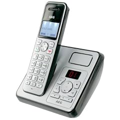 AEG Eole 1605 Schnurloses Eco Logic Telefon inkl. Anrufbeantworter silber
