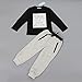 Efaster® Toddler Boys Handsome Black Blouse + Gray Casual Pants Letter Pattern