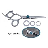 Shark Fin Professional Hair Shears Monarch Line Left Handed Stainless Non-Swivel Shear 5.5 Inches + Bella Via Hair Glitz Shimmering Hair Tinsel the Hottest Trend in Hair Accessories