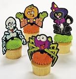 Plastic Halloween Character Cupcake Picks (Pack of 24)