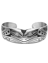 Sterling Silver Frog Northwest Coast Native American Bracelet. Made in USA.