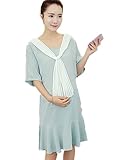 【TPGROWIN】 マタニティ ウェア ワンピース ドレス カジュアル 出産 産前 産後 外出着 妊婦服 ゆったり 上品 全3色 (M, ブルー)