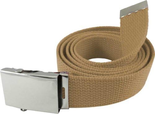 Nice Shades 56" Military Style Canvas Web Belt w/ Silver Roller Buckle