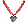 Alpenflustern Necklace Amulet Heart (red) - Traditional Bavarian Oktoberfest Necklace for Dirndl