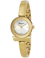 Salvatore Ferragamo Womens FQ5040013 Gancino Bracelet Yellow Gold Ion-Plated Stainless Steel Silver Sunray Dial Watch