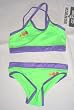 Girls 2 PC Lime/Purple Color Block Tankini Swimsuit w/Applique