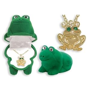 Frog Prince Crystal Charm Pendant With Frog Alligator Shaped Box