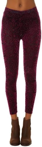 Style Hunter Women's Lattice Leggings Small Burgundy