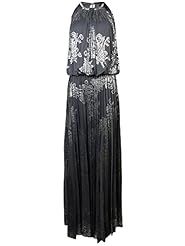Halter Chiffon/Metallic/Polyester Pleated Paisley Cocktail Full Length  Dress