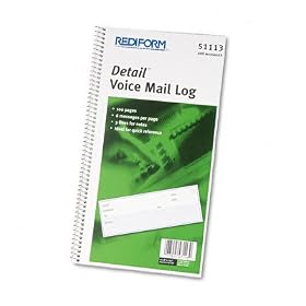 Detail Voice Mail Log Book, 10-3 4x5-3 4, Wirebound, 600 Msgs, 50 Pgs by Message Pads