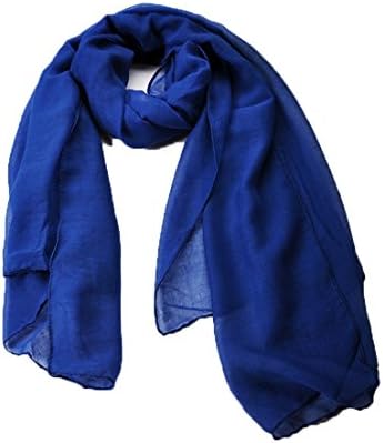 Nyrn Womens Solid Color Long Shawl Scarf,Linen-Cotton Blended Fabric-Blue