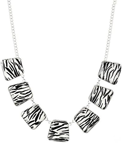 Fashion Silver-Tone Zebra Print Acrelic Necklace Women's Girl's Gift For Her