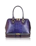 L.A.P.A. Violet Croco Patent Leather Bowler Bag