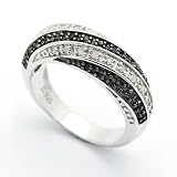 14K White Gold Rhodium Plated Sterling Silver Wedding & Engagement Ring 0.33ctw White & Black Diamond Wedding Band 7MM ( Size 6 to 9)
