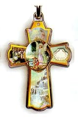 Cross Shaped Key Chain - Guardian Angel, 2" x 1.5" - MADE IN ITALY
