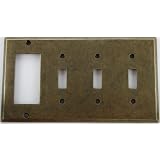 Buy Aged Antique Brass 4 Gang Wall Plate - 3 Toggle 1 GFI Decora by Classic Accents&node=228013