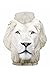CHICOCO Big Pockets Drawstring Pullover Hoodie Sweatshirt(White Lion,Large)