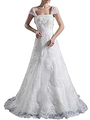 Lace Cap Sleeves Empire   Waistline  Dress with a Court Train 